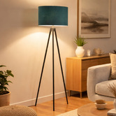 Liteworks Reno Iron &amp; Velvet Floor Lamp