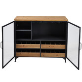 SLH House Low Pavel Metal &amp; Wood Wine Cabinet