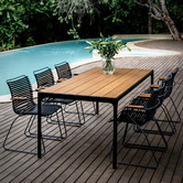 SLH House Black Four Metal &amp; Bamboo Outdoor Dining Table