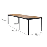 SLH House Black Four Metal &amp; Bamboo Outdoor Dining Table