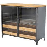 SLH House Low Pavel Metal &amp; Wood Wine Cabinet