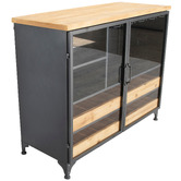 SLH House Low Pavel Metal &amp; Wood Wine Cabinet
