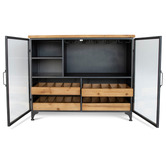 SLH House Low Pavel Metal &amp; Wood Wine Cabinet