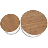 SLH House 2 Piece Stacey Round Fir Wood Coffee Table Set