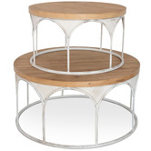 SLH House 2 Piece Stacey Round Fir Wood Coffee Table Set