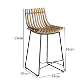 SLH House 65cm Clark Rattan Counter Stool