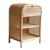SLH House Cameron Pine Wood &amp; Rattan Bedside Table
