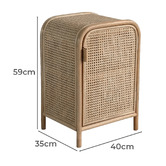 SLH House Cameron Pine Wood &amp; Rattan Bedside Table