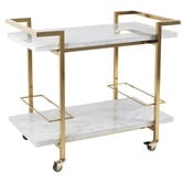 Rexington Home White and Gold Franklin Marble Bar Cart