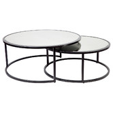 Rexington Home 2 Piece Stella Mirror-Top Nesting Coffee Table Set