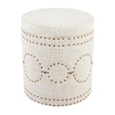 Rexington Home Natural Steven Round Linen-Blend Storage Stool