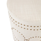 Rexington Home Natural Steven Round Linen-Blend Storage Stool