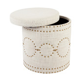 Rexington Home Natural Steven Round Linen-Blend Storage Stool