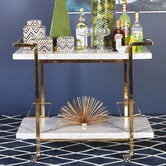 Rexington Home White and Gold Franklin Marble Bar Cart