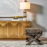 Rexington Home Evelyn Leopard Chenille Velvet Accent Stool