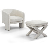 Rexington Home Natural Evelyn Linen-Blend Accent Stool