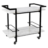 Rexington Home White and Black Franklin Marble Bar Cart