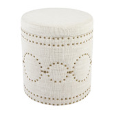 Rexington Home Natural Steven Round Linen-Blend Storage Stool