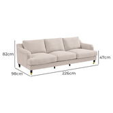 Rexington Home Sasha 3 Seater Linen-Blend Sofa with Castors