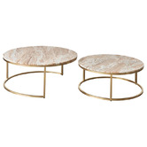 Rexington Home 2 Piece Zoe Marble Nesting Coffee Table Set