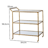 Rexington Home Preston 3 Tier Glass Bar Cart