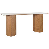Rexington Home Breanna Oak Wood &amp; White Marble Console Table