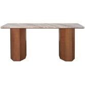 Rexington Home Breanna Oak Wood &amp; River Brown Marble Console Table
