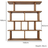 Rexington Home Aspen 4 Tier Oak Wood Shelving Unit
