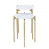 Rexington Home 2 Piece Reston Marble Nesting Side Table Set