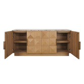 Rexington Home River Brown Bethany Marble &amp; Oak Wood Sideboard