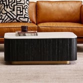 Rexington Home Georgina Rectangular Oak Wood &amp; Marble Coffee Table
