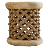 Tribal Expressions Coron Bamileke Iroko Wood Side Table