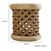 Tribal Expressions Coron Bamileke Iroko Wood Side Table
