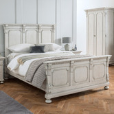 Carrington Furniture Antique White Augusta Mindi Wood Bed Frame