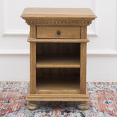 Carrington Furniture Caine Indonesian Oak Wood 1 Drawer Bedside Table