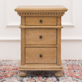Carrington Furniture Caine Indonesian Oak Wood 3 Drawer Bedside Table