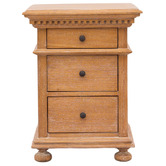 Carrington Furniture Caine Indonesian Oak Wood 3 Drawer Bedside Table