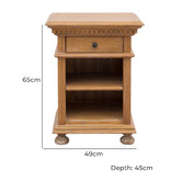 Carrington Furniture Caine Indonesian Oak Wood 1 Drawer Bedside Table