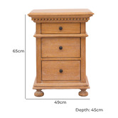 Carrington Furniture Caine Indonesian Oak Wood 3 Drawer Bedside Table