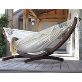 Vivere Hammocks Natural Fringed Double Cotton Hammock with Stand