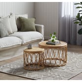 Estudio Furniture 2 Piece Loop Round Rattan Coffee Table Set