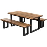 Estudio Furniture Millbrooke Live Edge Acacia Wood Dining Table &amp; Bench Set