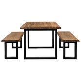 Estudio Furniture Millbrooke Live Edge Acacia Wood Dining Table &amp; Bench Set