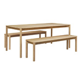 Estudio Furniture Hemingway Solid Ash Wood Dining Table &amp; Bench Set