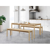 Estudio Furniture Hemingway Solid Ash Wood Dining Table &amp; Bench Set