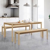 Estudio Furniture Hemingway Solid Ash Wood Dining Table &amp; Bench Set