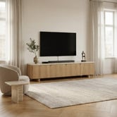 Estudio Furniture 180cm Tivoli 4-Door Travertine-Look Entertainment Unit