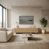 Estudio Furniture 180cm Tivoli 4-Door Travertine-Look Entertainment Unit