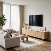 Estudio Furniture 180cm Tivoli 4-Door Travertine-Look Entertainment Unit