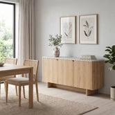 Estudio Furniture Tivoli 3 Door Travertine-Look Sideboard